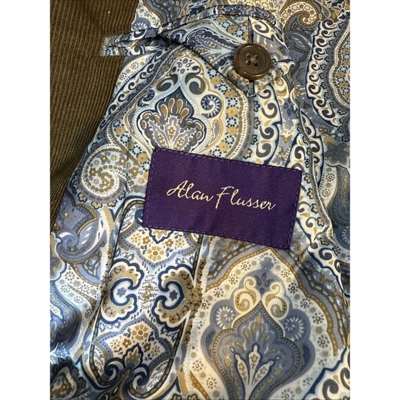 Alan Flusser Olive Corduroy Sports Jacket Blazer Cotton 2 Button Men's XXL - Picture 15 of 15